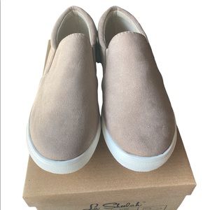 Taupe Suede Slip On Sneakers